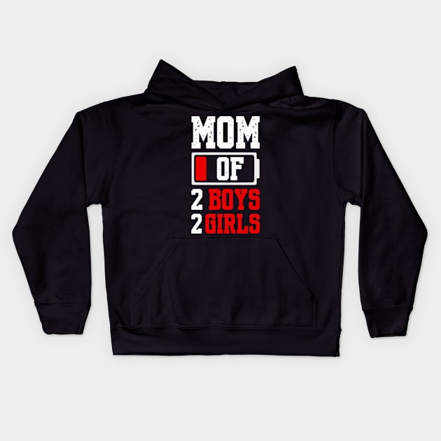 Mom of 2 Boys 2 Girls Shirt Gift from Son Mothers Day Birthday Women Kids Hoodie by Shopinno Shirts